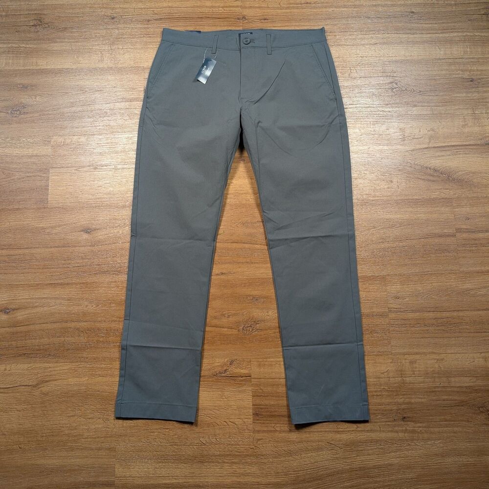 J Crew Tech Pants Mens 32x30 Gray Slim Chino Performance Golf Casual Stretch NWT
